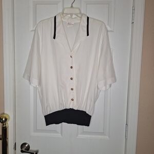 Lauren Lee Vintage Chic White Button-Down Shirt Size 18